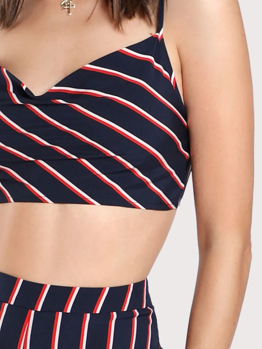 Striped Bustier Cami Top & Trousers Co-Ord Periwinkley Shop