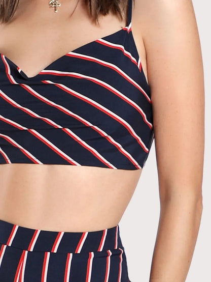 Striped Bustier Cami Top & Trousers Co-Ord Periwinkley Shop