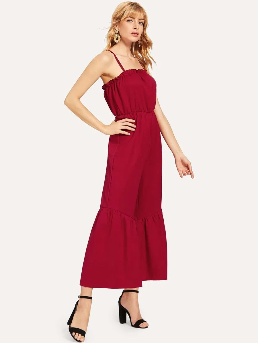 Criss Cross Back Frill Cami Jumpsuit Periwinkley Shop