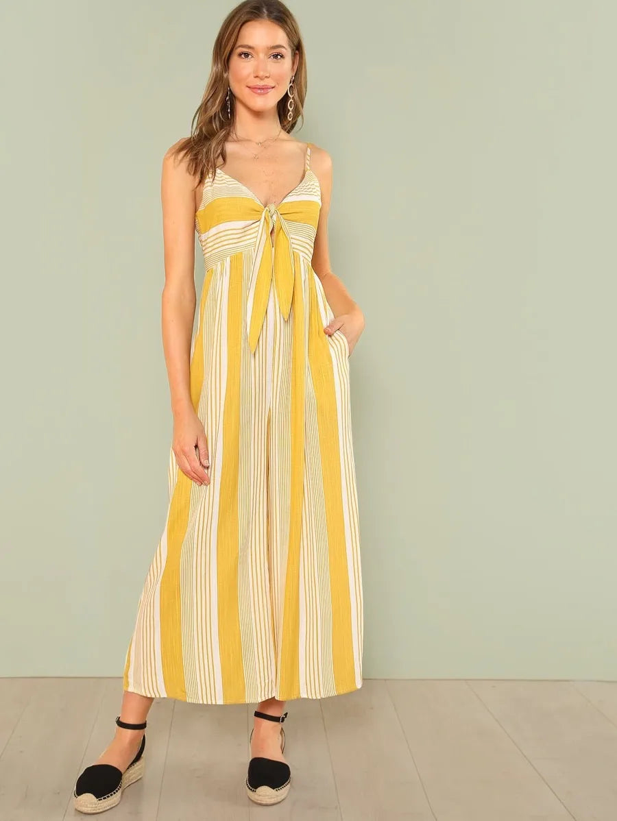 Palazzo Leg Striped Cami Jumpsuit Periwinkley Shop