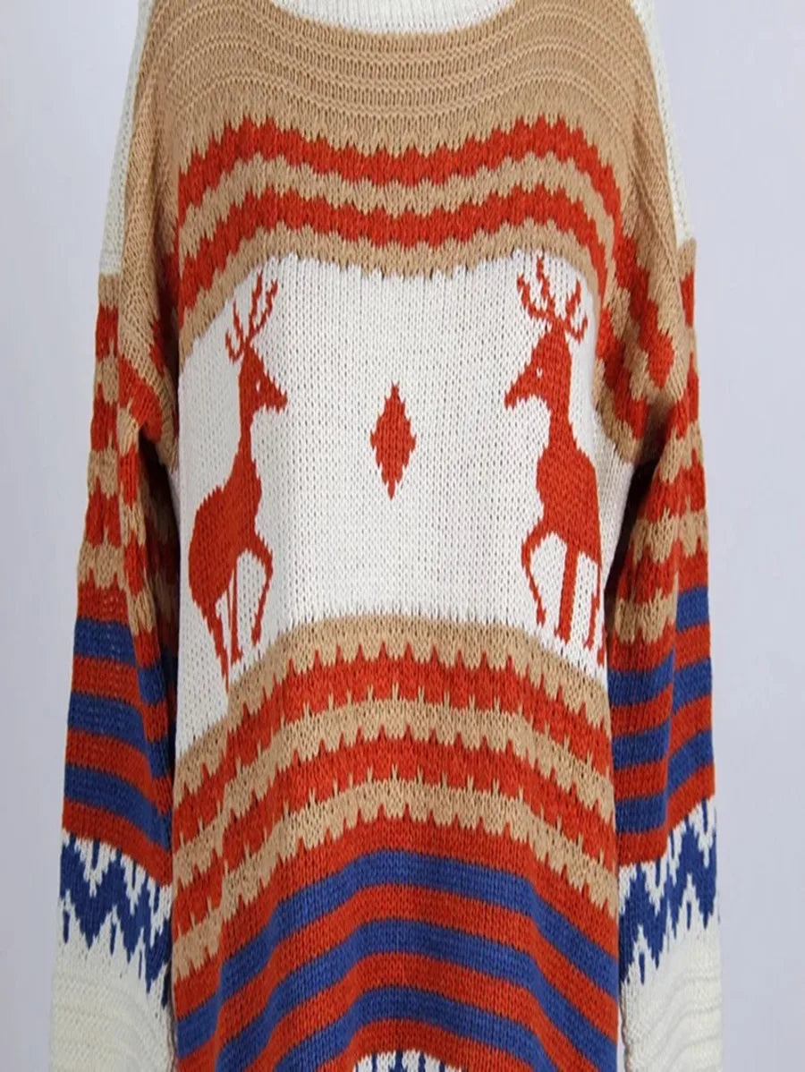 Deer Printing long-sleeved Sweaters Pullovers Periwinkley Shop
