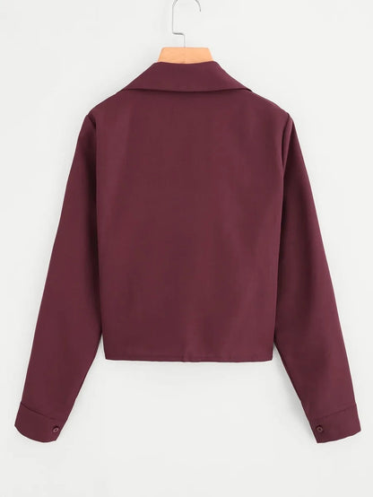 Embroidery Knotted Hem Shirt Periwinkley Shop