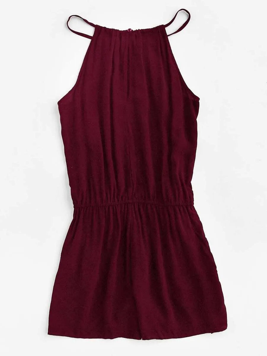 Embroidered Tape Detail Cami Romper Periwinkley Shop