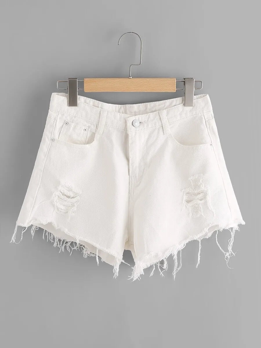 Distressed Ripped denim shorts Periwinkley Shop