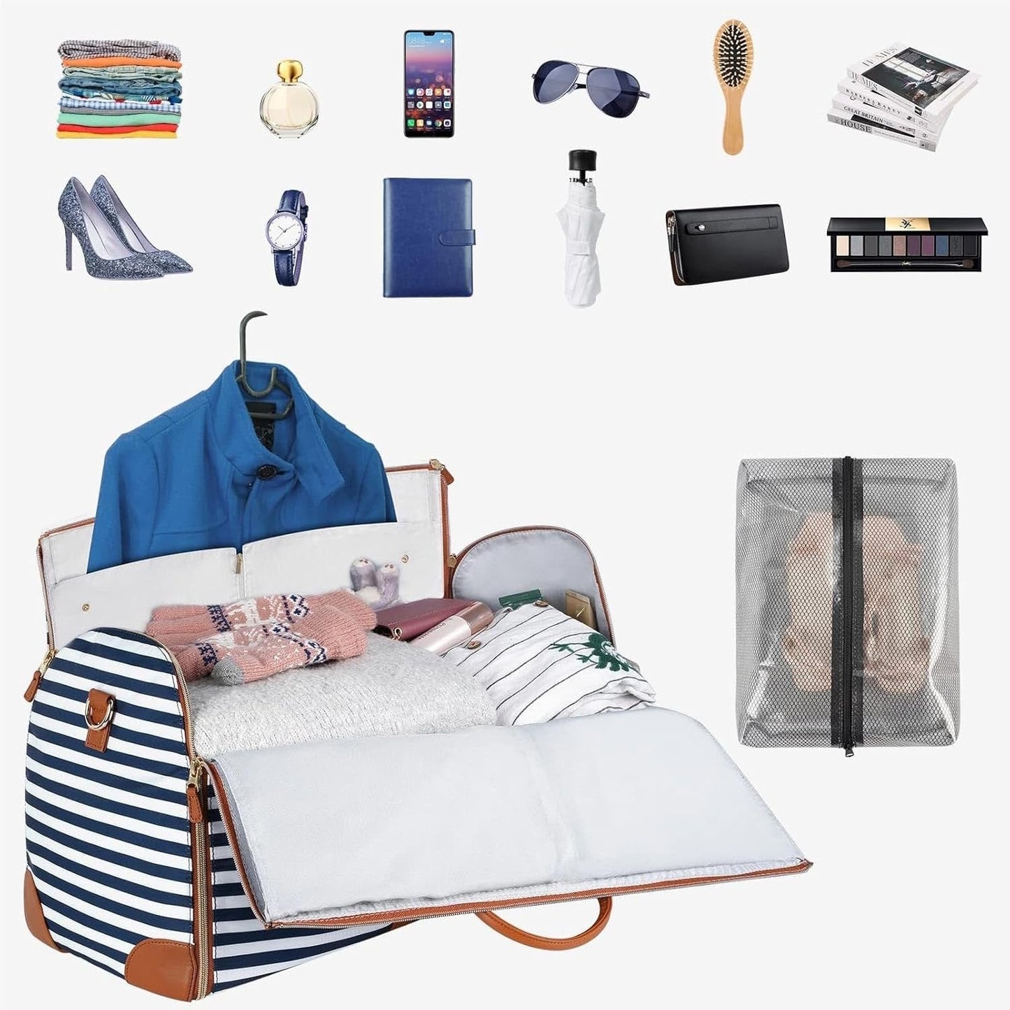 minimalist duffel bag double handle - Striped Periwinkley Shop