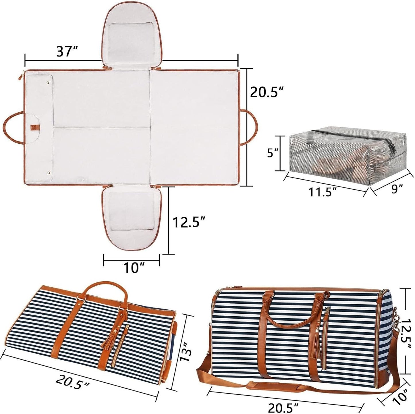 minimalist duffel bag double handle - Striped Periwinkley Shop