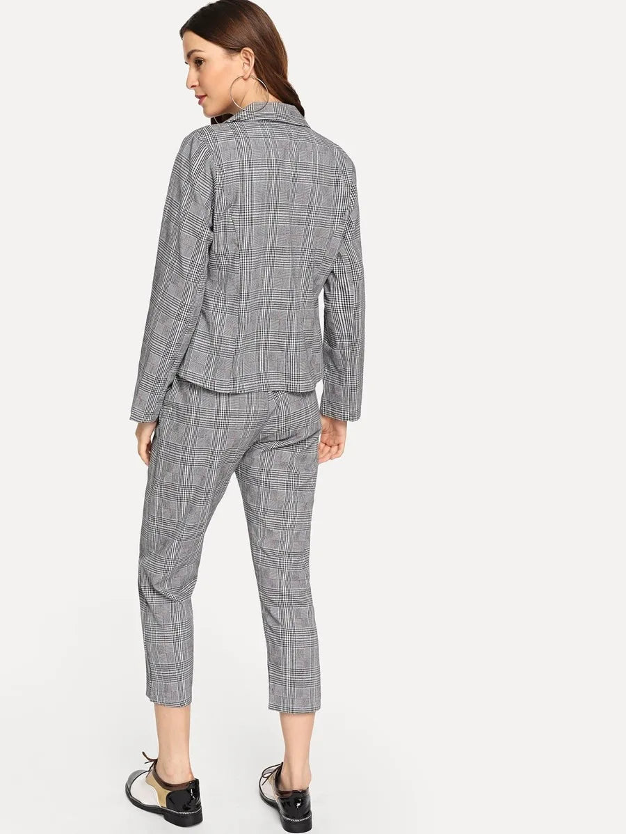 Striped Double Button Blazer With Pants Periwinkley Shop