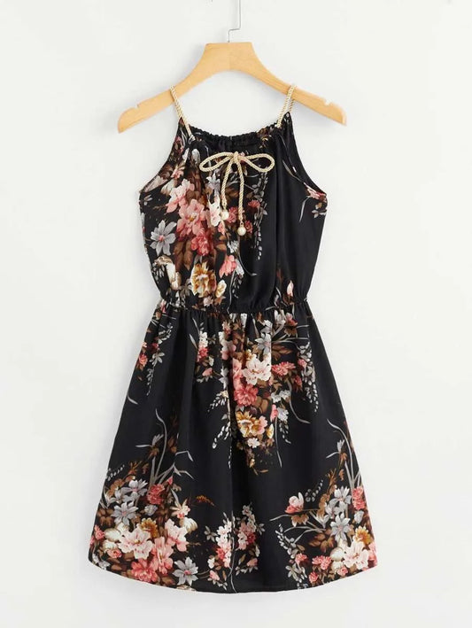 Tie neck Floral print cami dress Periwinkley Shop