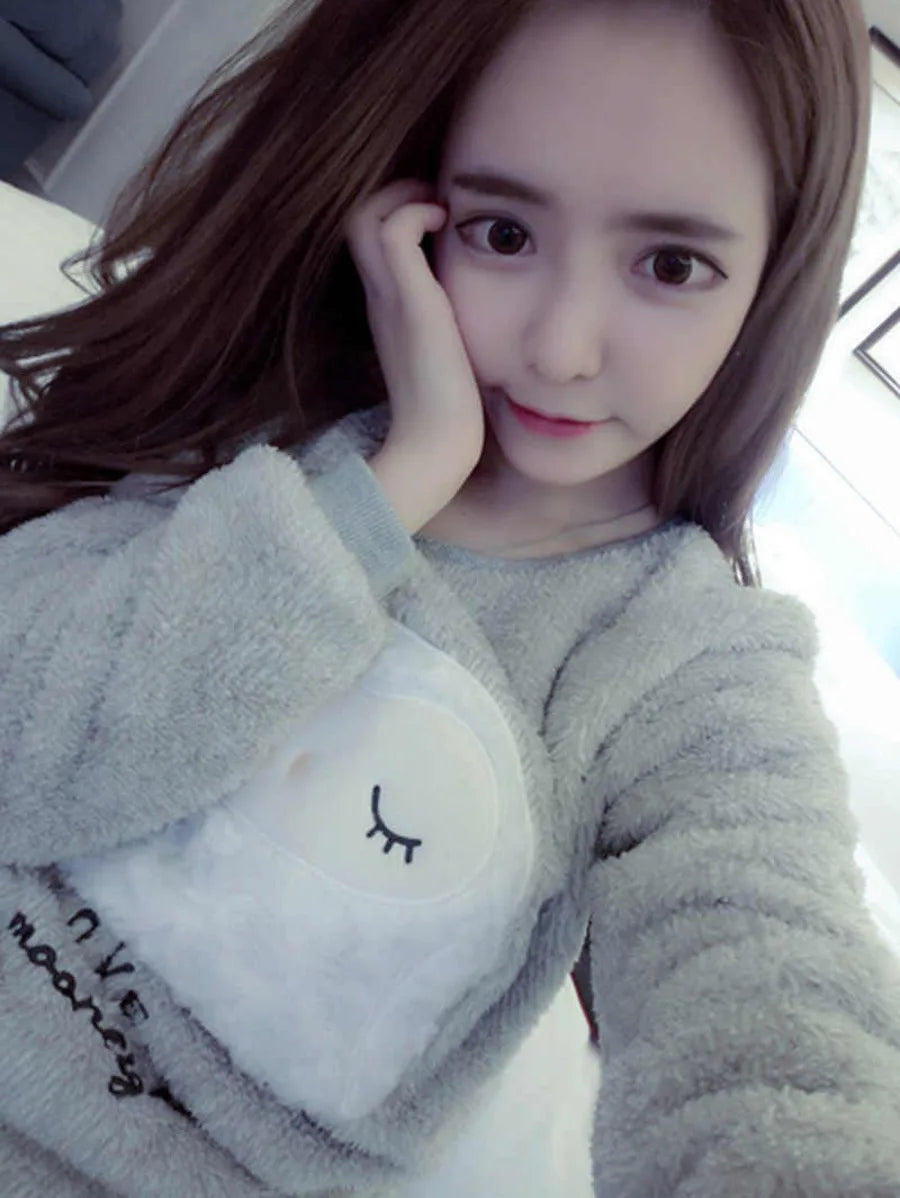 Owl & Letter Embroidered Plush Pyjama Set Periwinkley Shop