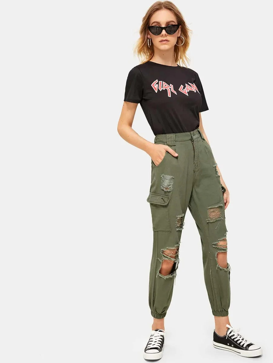 Ripped Distressed Cargo Jeans Periwinkley Shop