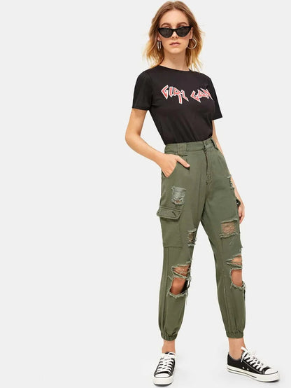 Ripped Distressed Cargo Jeans Periwinkley Shop