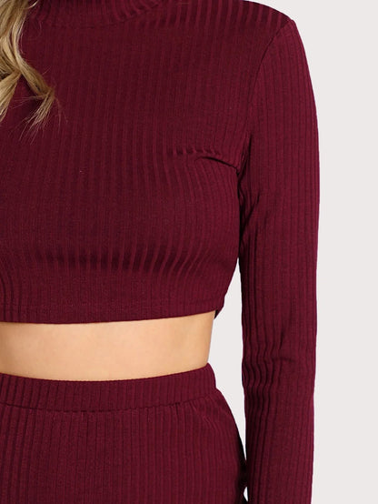 High Neck Crop Top & Pencil Skirt Set Periwinkley Shop