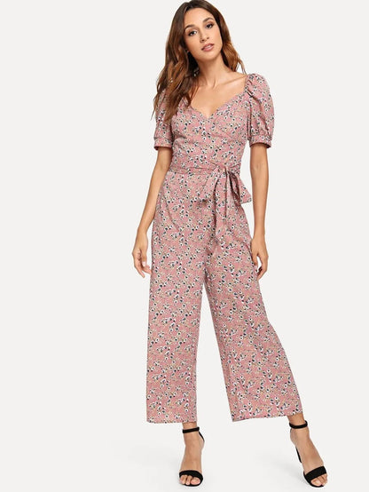 Daisy print wide leg jumpsuit Periwinkley Shop