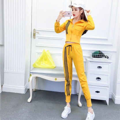 Mustard Striped Jacket and Track Pant Co-ord Set