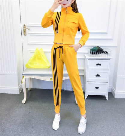 Mustard Striped Jacket and Track Pant Co-ord Set