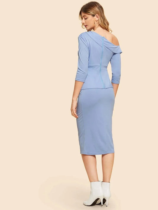 Button Decorated Top With Split Skirt Periwinkley Shop