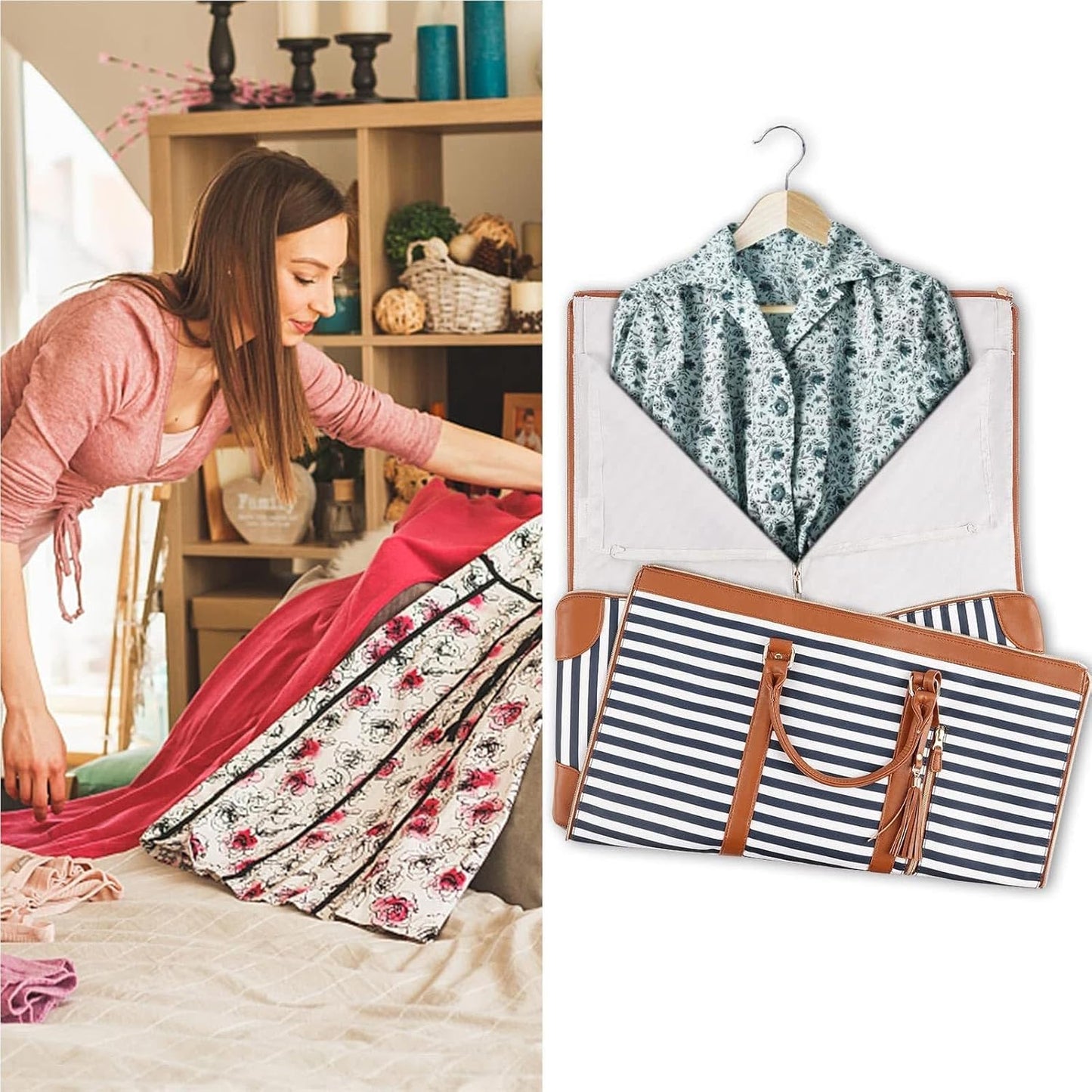 minimalist duffel bag double handle - Striped Periwinkley Shop