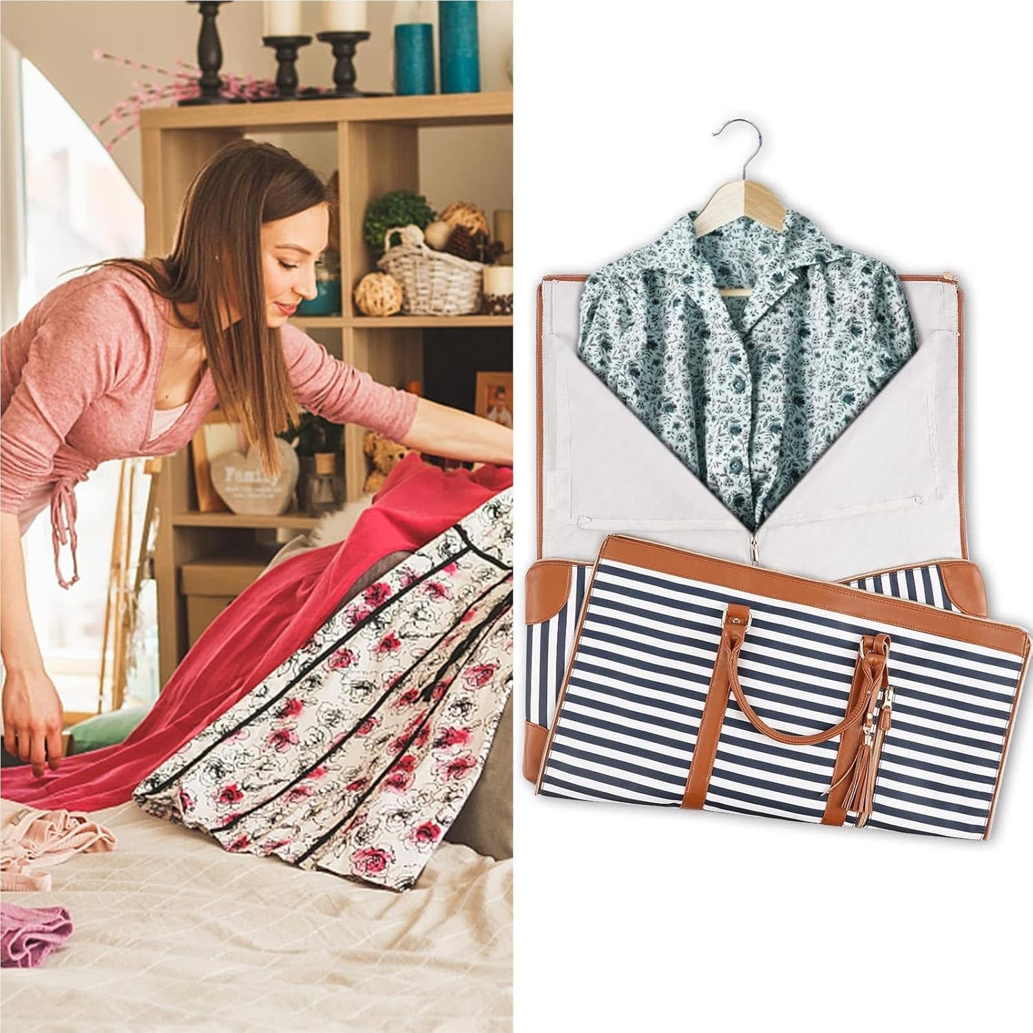 minimalist duffel bag double handle - Striped Periwinkley Shop