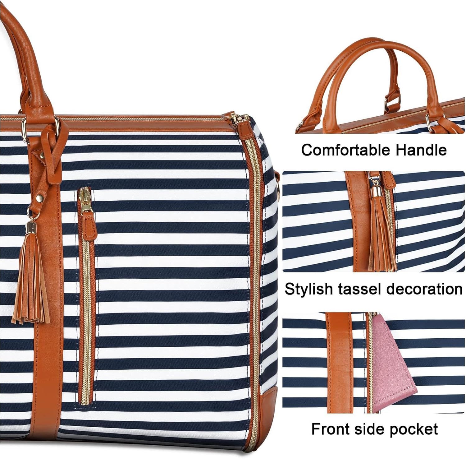 minimalist duffel bag double handle - Striped Periwinkley Shop
