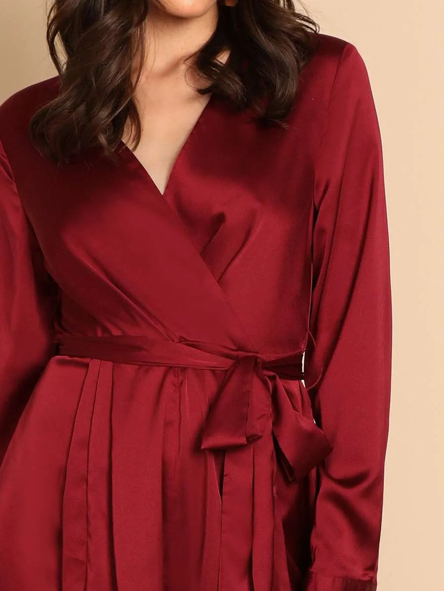 Waist Knot Split V-Neck Jumpsuit Periwinkley Shop