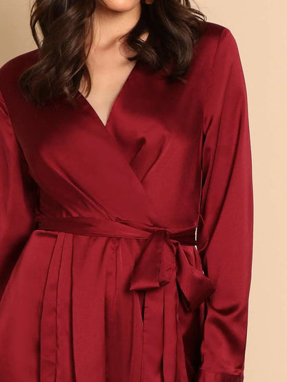 Waist Knot Split V-Neck Jumpsuit Periwinkley Shop