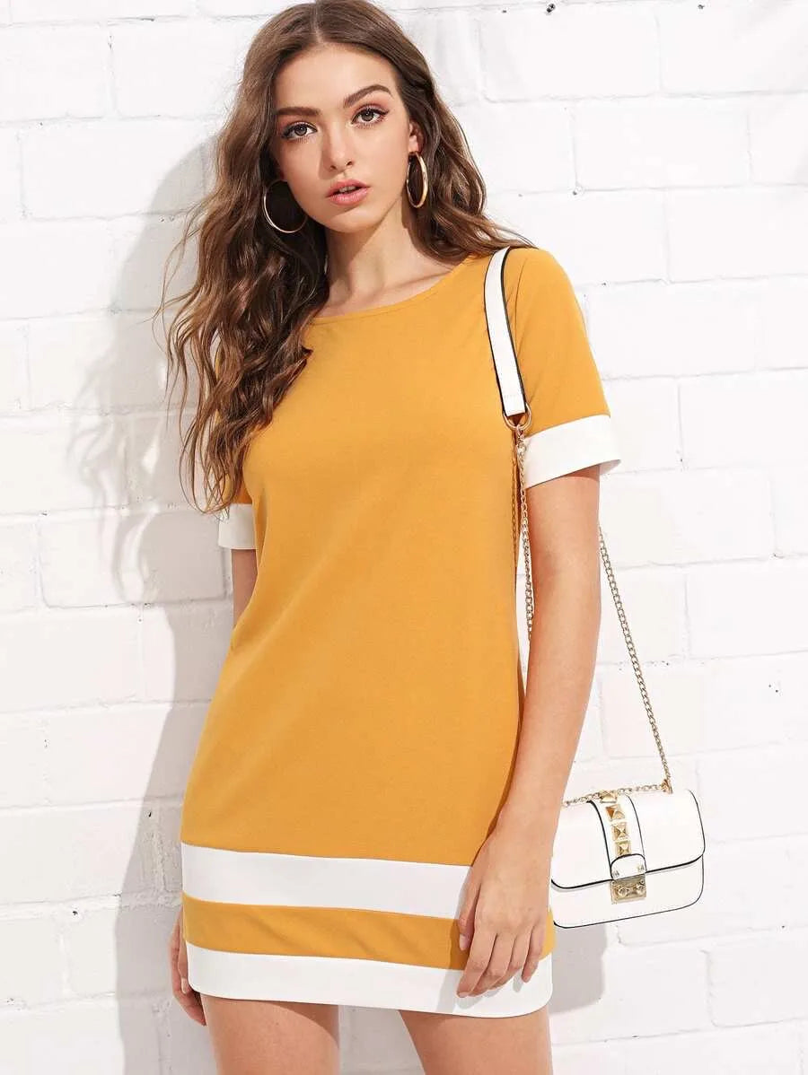 Colour Block Stripe Shift Dress Periwinkley Shop