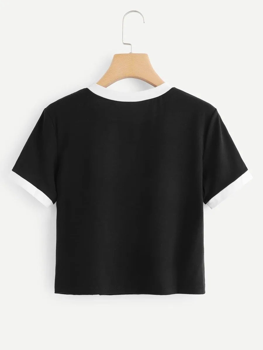 Animal print ringer crop tee Periwinkley Shop