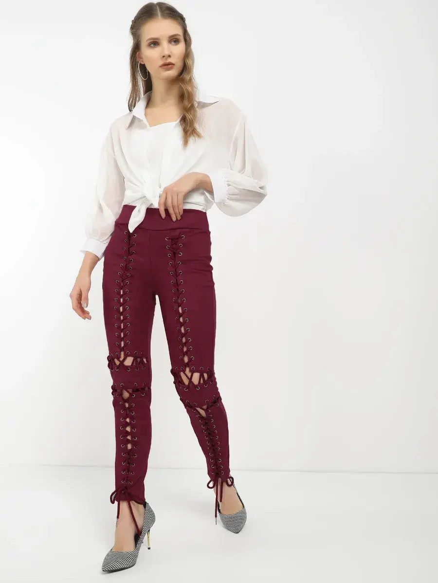 All Set For Afterhour Wine Red Trousers Periwinkley Shop