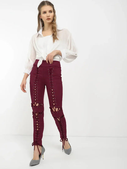 All Set For Afterhour Wine Red Trousers Periwinkley Shop