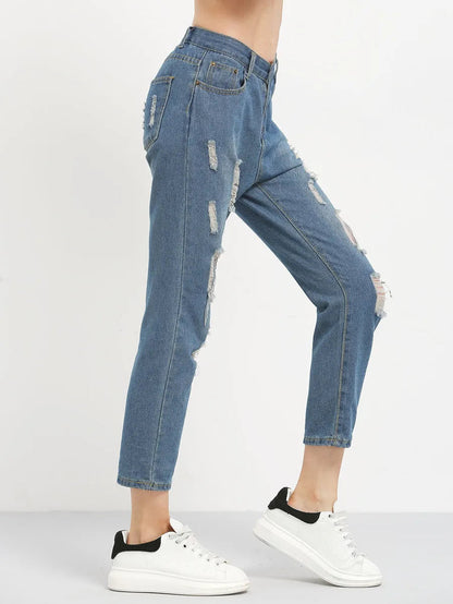 Distressed Boyfriend Ankle Jeans Periwinkley Shop