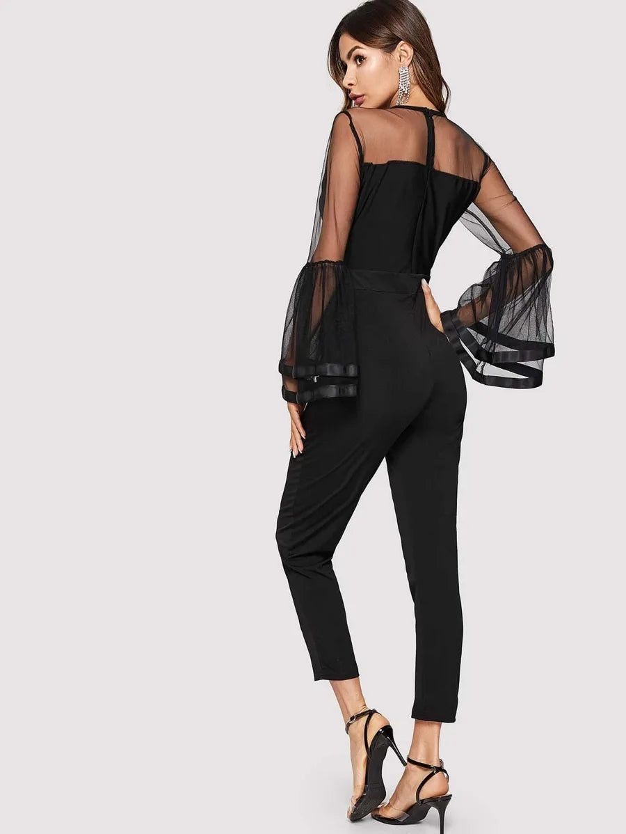 Contrast  Flounce Sleeve Jumpsuit Periwinkley Shop