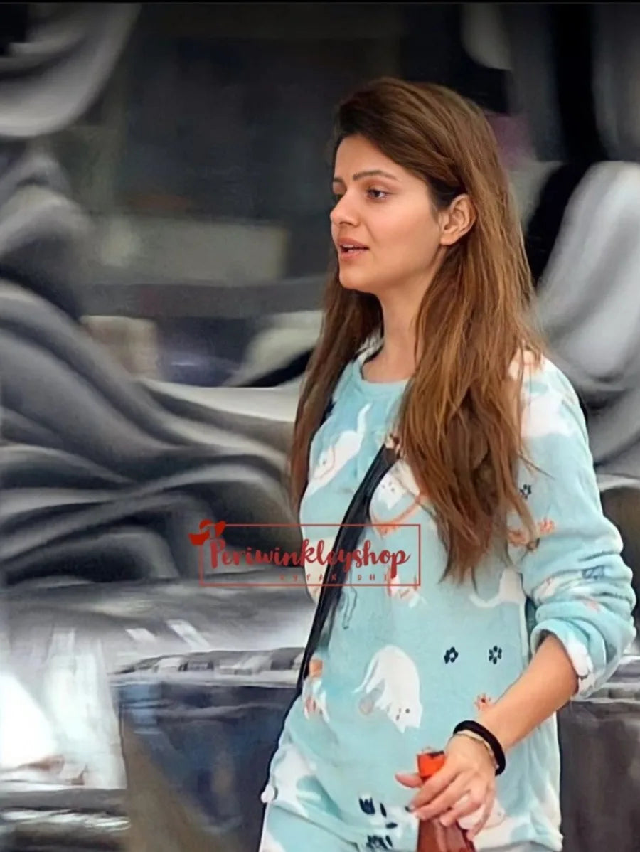 Blue Cartoon Winter Female Warm Pyjamas Suit Periwinkley Shop