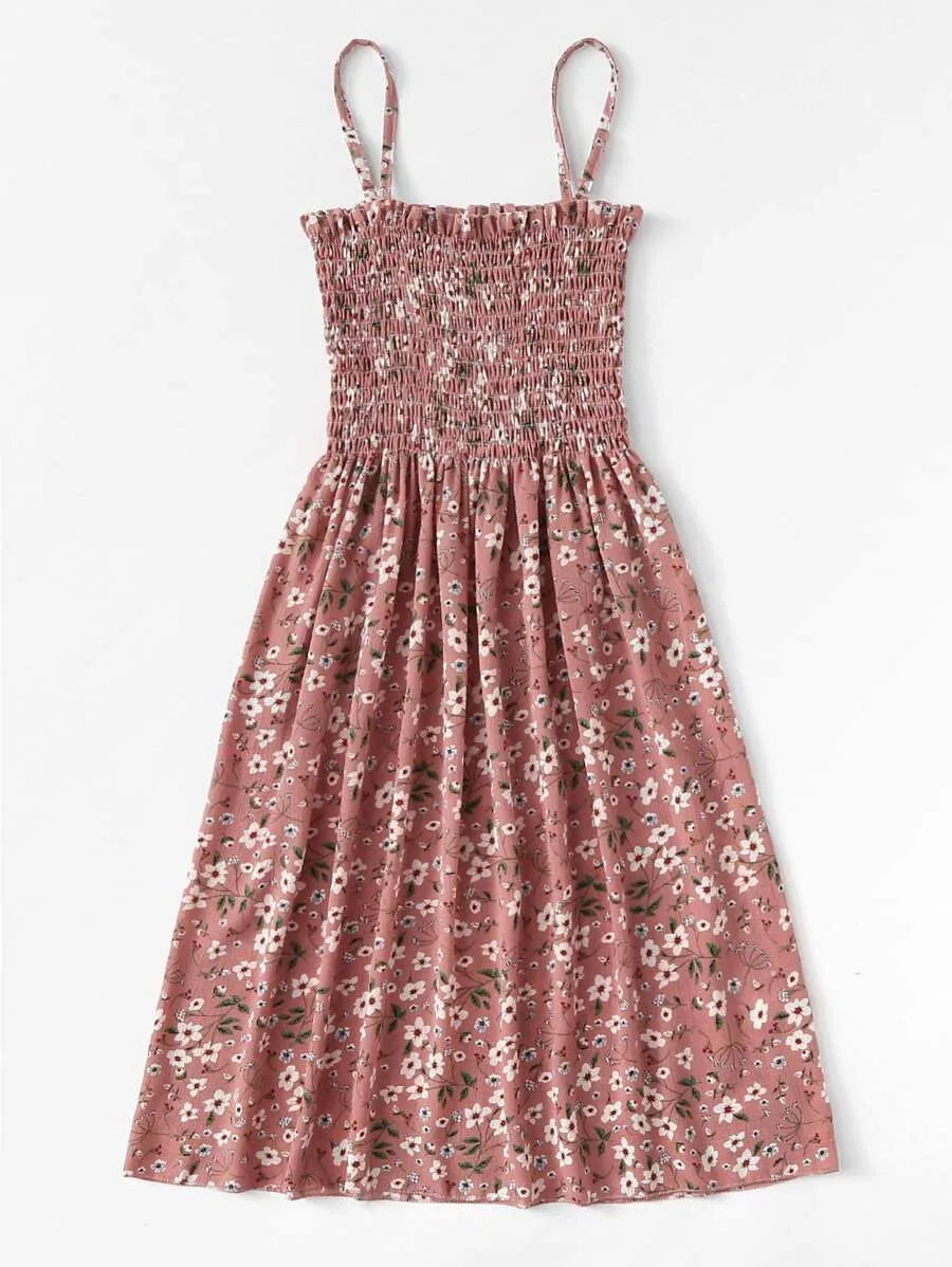 Floral print pleated cami dress Periwinkley Shop
