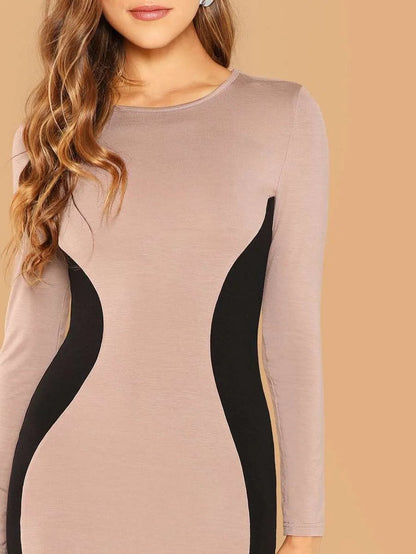 Contrast Panel Pencil Dress Periwinkley Shop