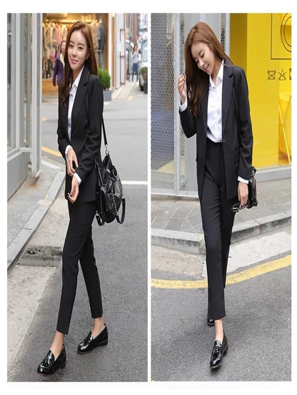 Solid Blazer Jacket & Trousers Suit Periwinkley Shop