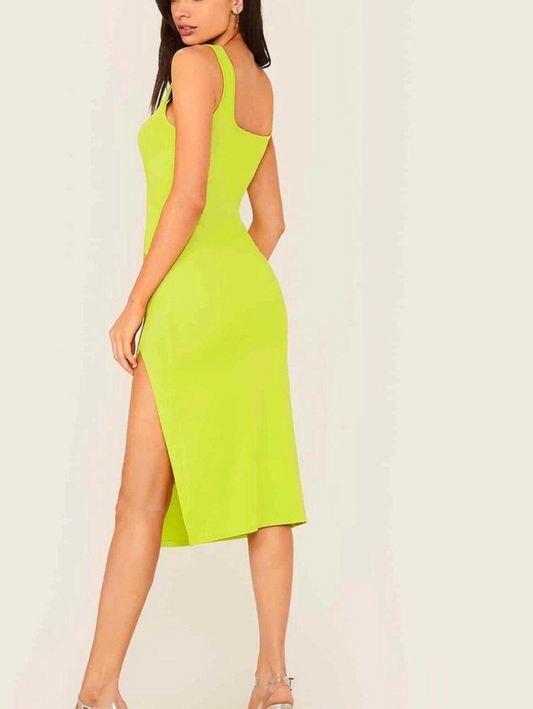 Side cut neon bodycon dress Periwinkley Shop