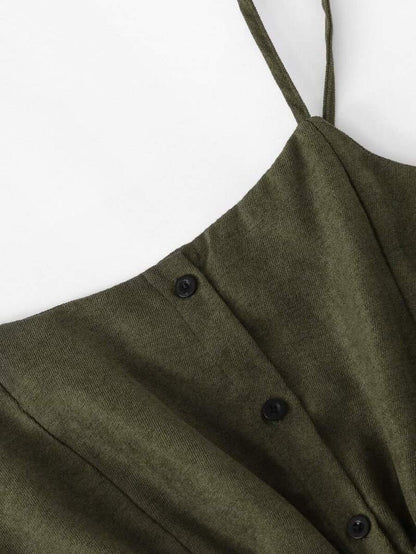 Single Breasted Drawstring Waist Pocket Side Dress Periwinkley Shop