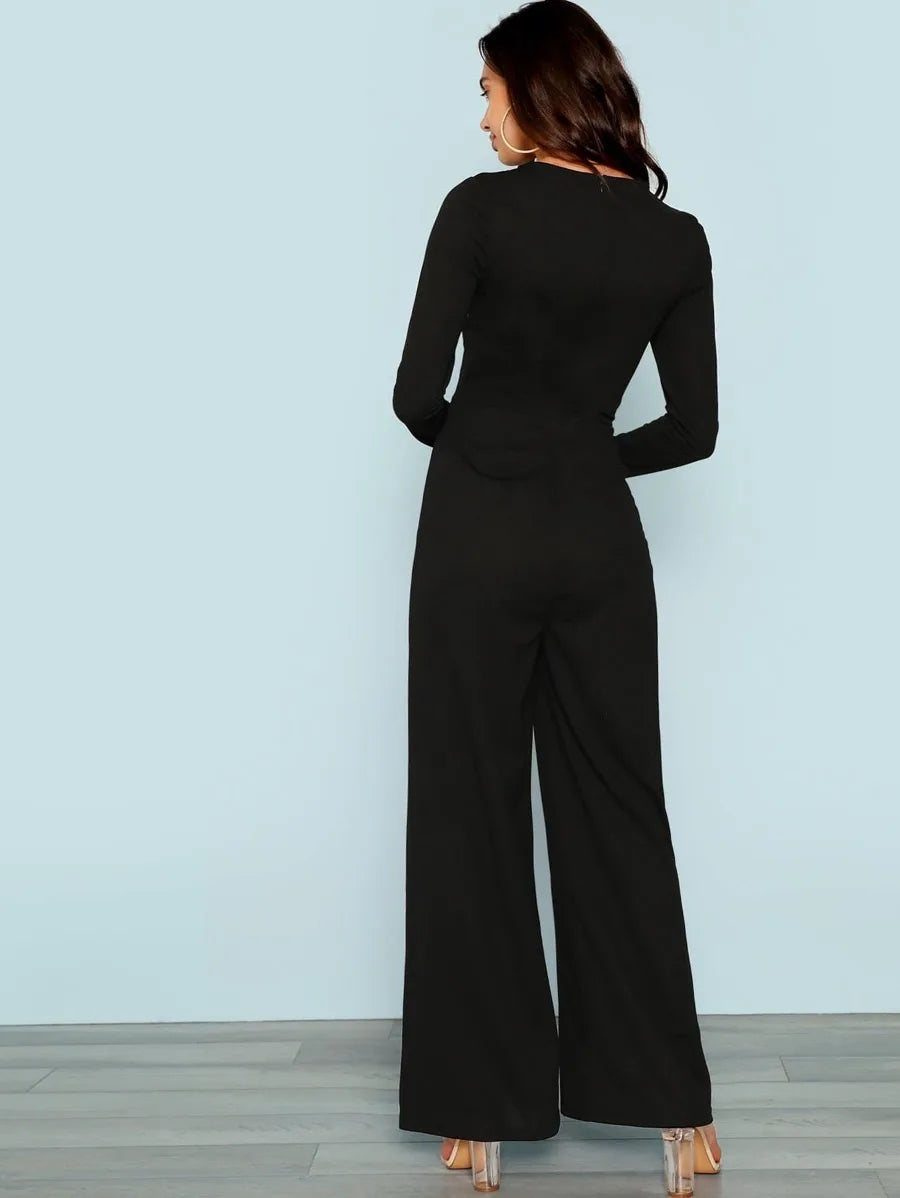 Contrast Striped Wide Leg Jumpsuit Periwinkley Shop