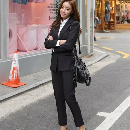 Solid Blazer Jacket & Trousers Suit Periwinkley Shop