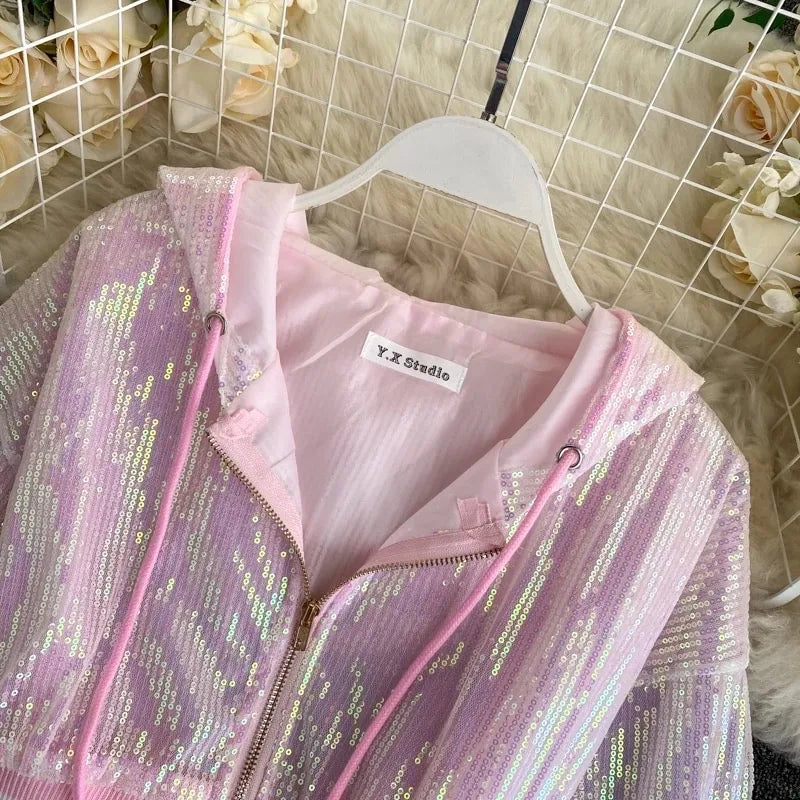 Bling Bling Sequined Short Design Summer Jacket Periwinkley Shop