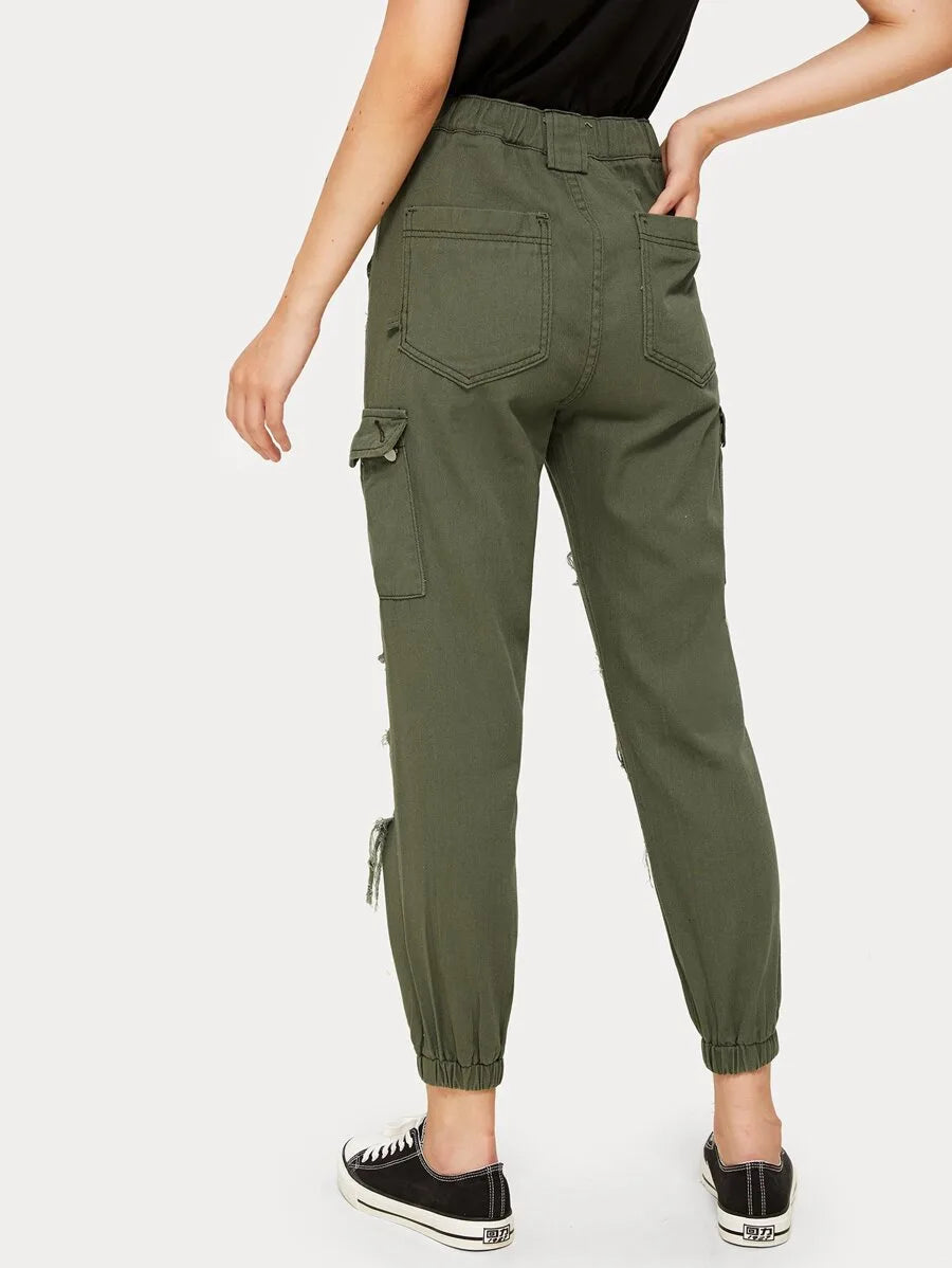 Ripped Distressed Cargo Jeans Periwinkley Shop