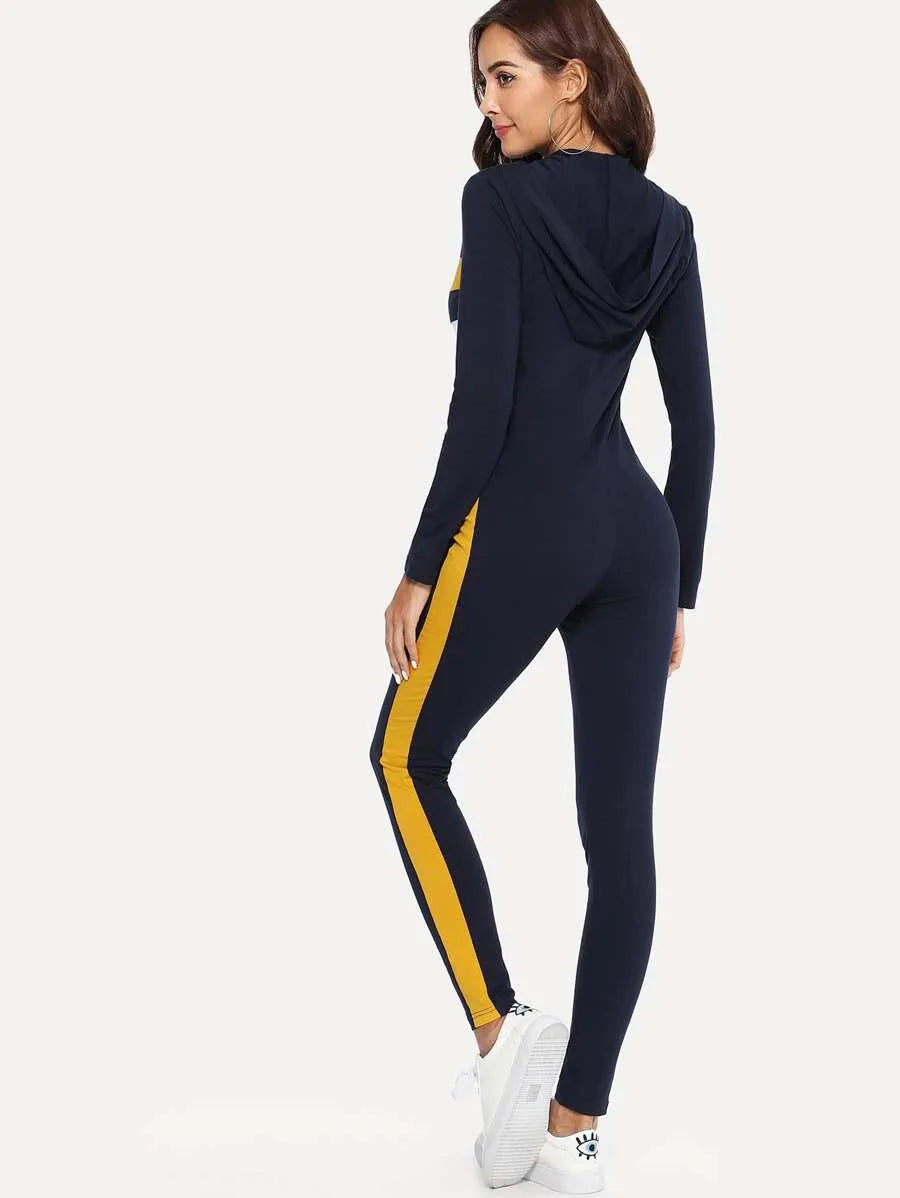 Cut and Sew Zip Front Form Fitting Jumpsuit Periwinkley Shop