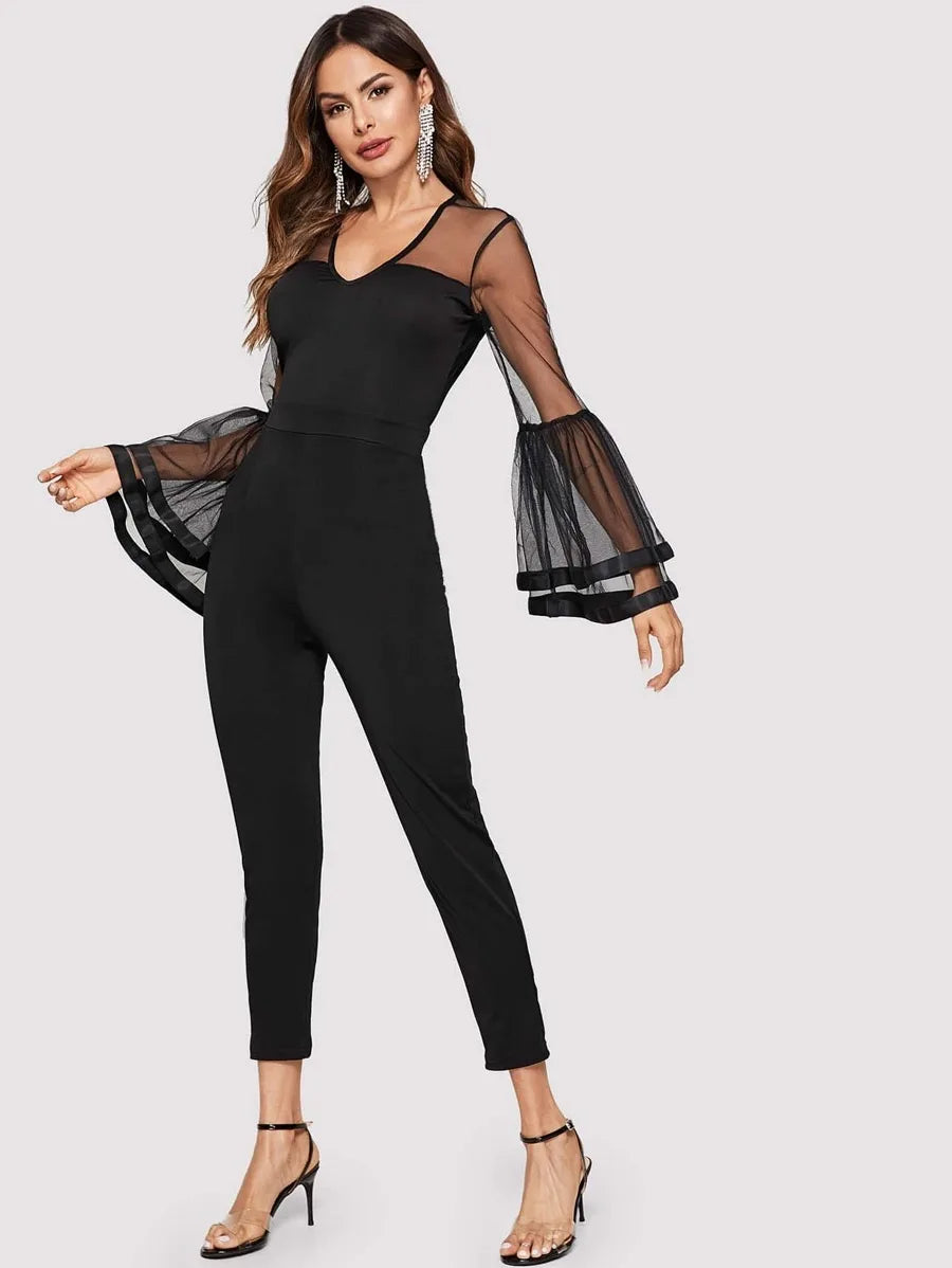 Contrast  Flounce Sleeve Jumpsuit Periwinkley Shop