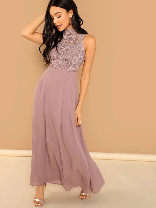 Guipure Lace Top Maxi Prom Dress Periwinkley Shop
