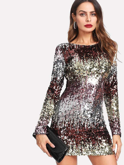 Ombre Sequin Mini Dress Periwinkley Shop
