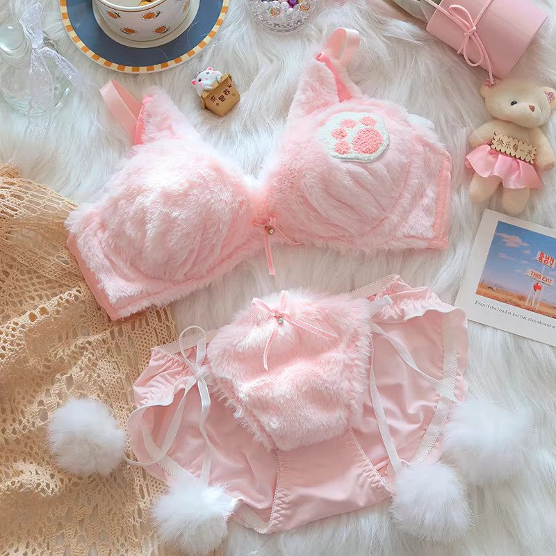 plush Cat Paw Lingerie Set - Pink Periwinkley Shop