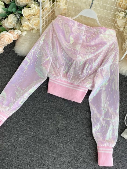 Bling Bling Sequined Short Design Summer Jacket Periwinkley Shop