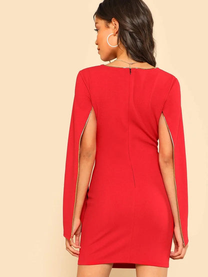 Contrast Tipping Cloak Sleeve Dress Periwinkley Shop