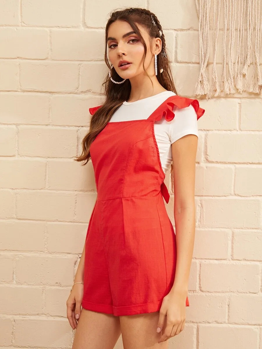 Ruffle Trim Crisscross Back Romper Periwinkley Shop