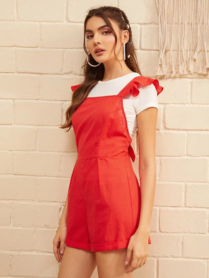 Ruffle Trim Crisscross Back Romper Periwinkley Shop